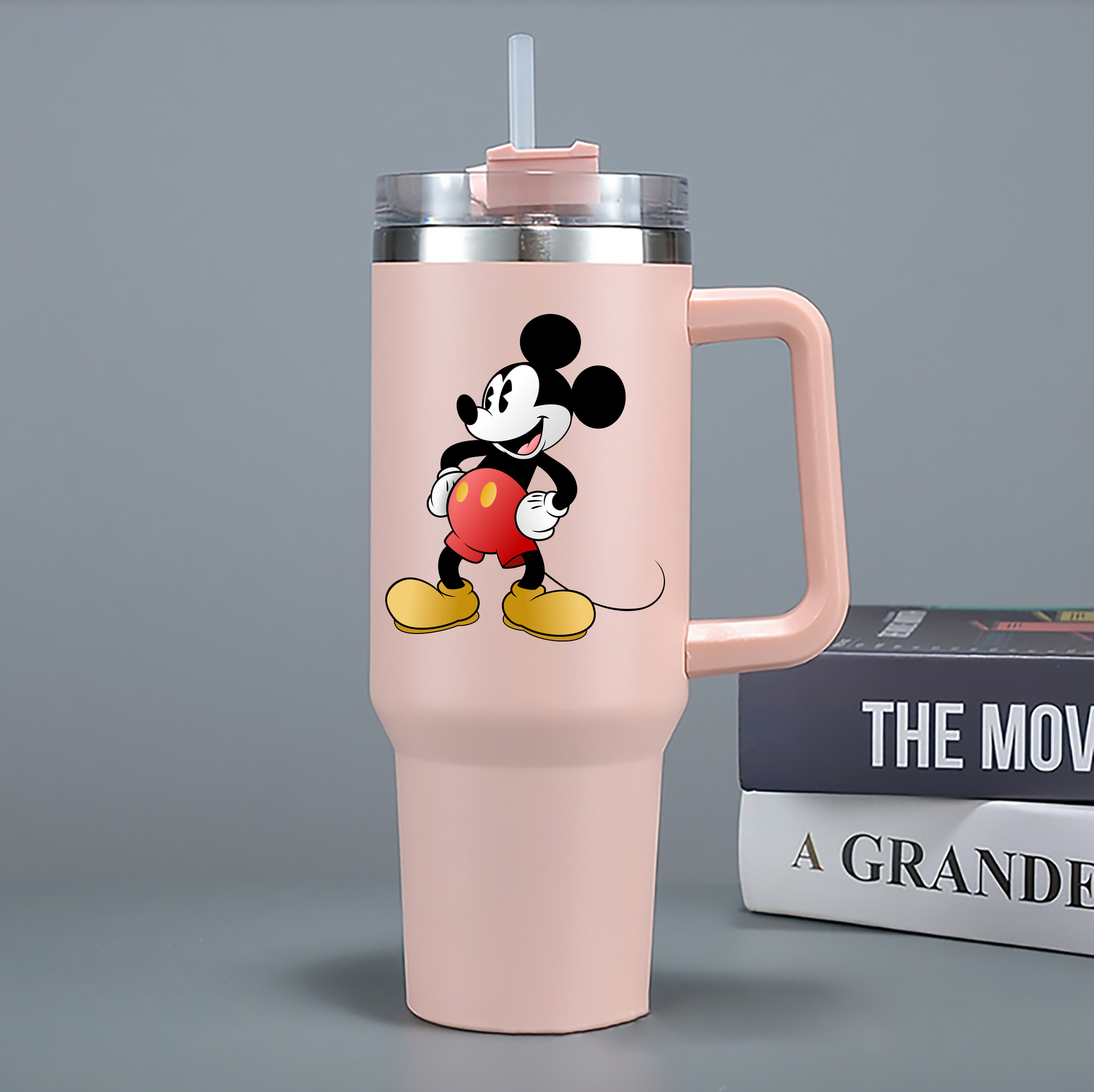 （画像用） ミッキーマウス Mickey Mouse 1200mL車用タンブラー - クリスタルステッカー（プラスチックストロー付き）